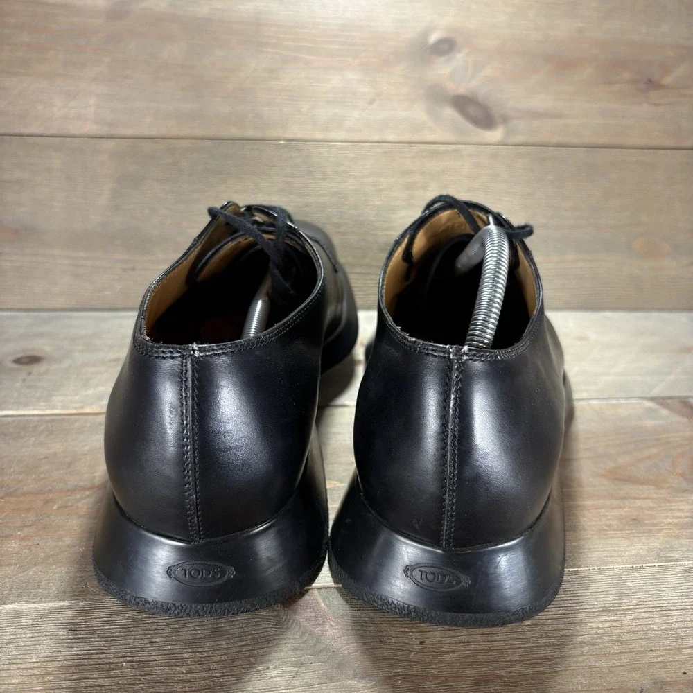 tods mens size 11.5 shoes black leather lace up dress work travel oxfords